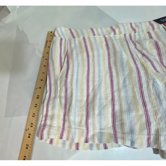 Gap Linen Shorts Women's Size XL Cream with Stripes Pockets Elastic Waist NWT - Picture 12 of 12